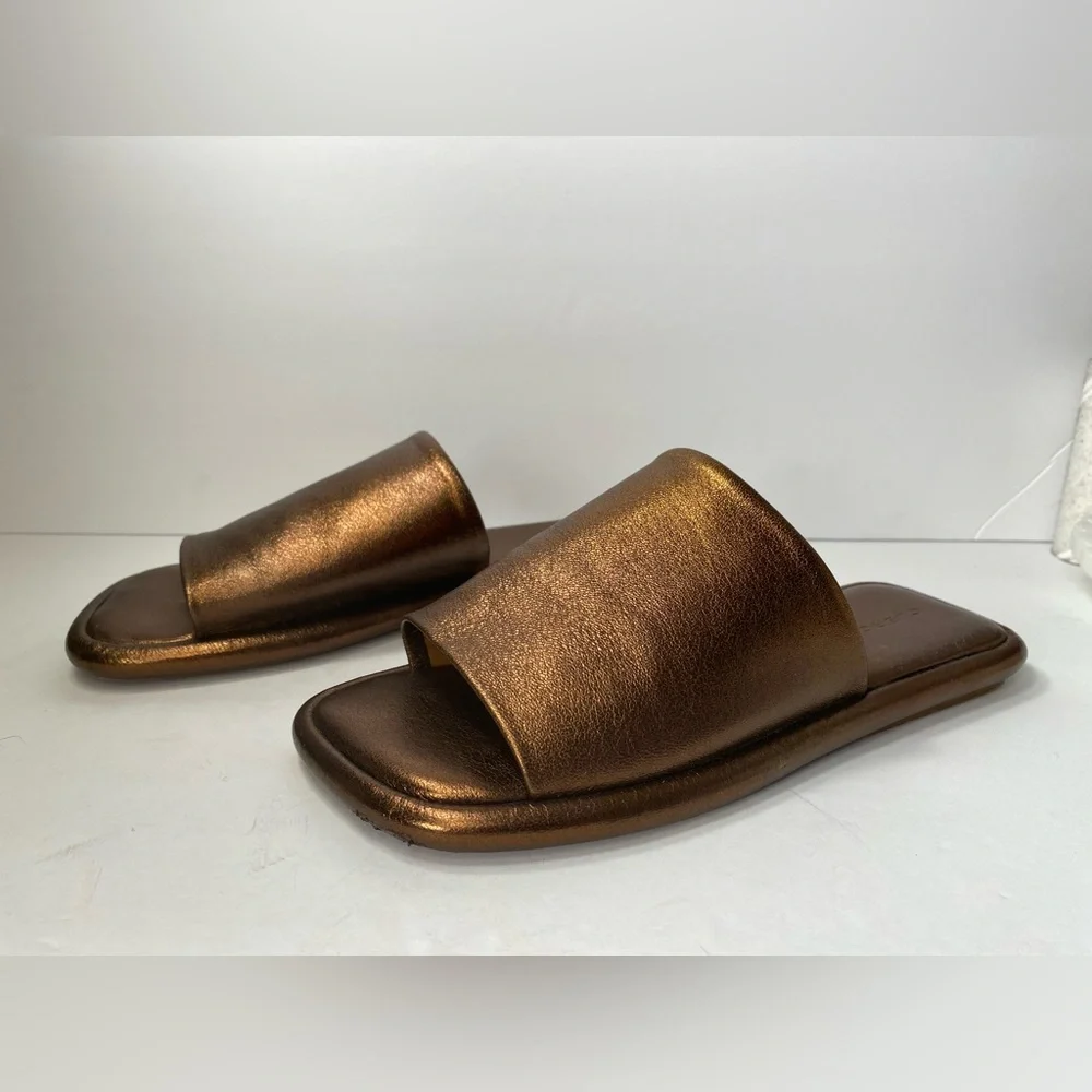 Robert clergerie ezya leather flat sandals metallic brown 36.5 - Picture 1 of 11